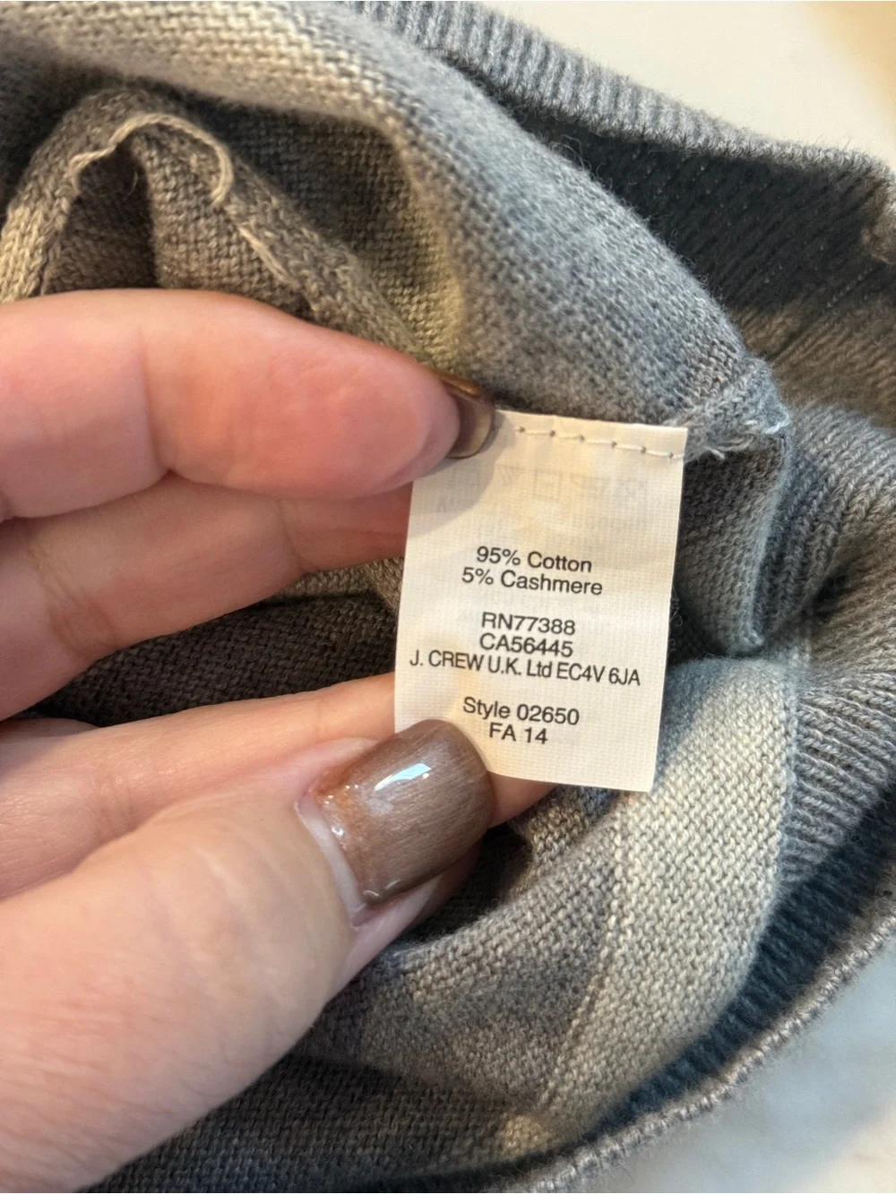 J.Crew Gray Striped Cotton Cashmere Crew Neck Lightweight Sweater Size M